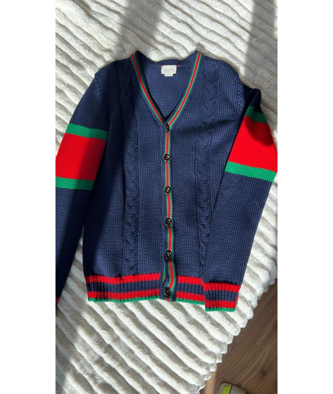 GUCCI Темно-синий шерстяной кардиган, фото 8