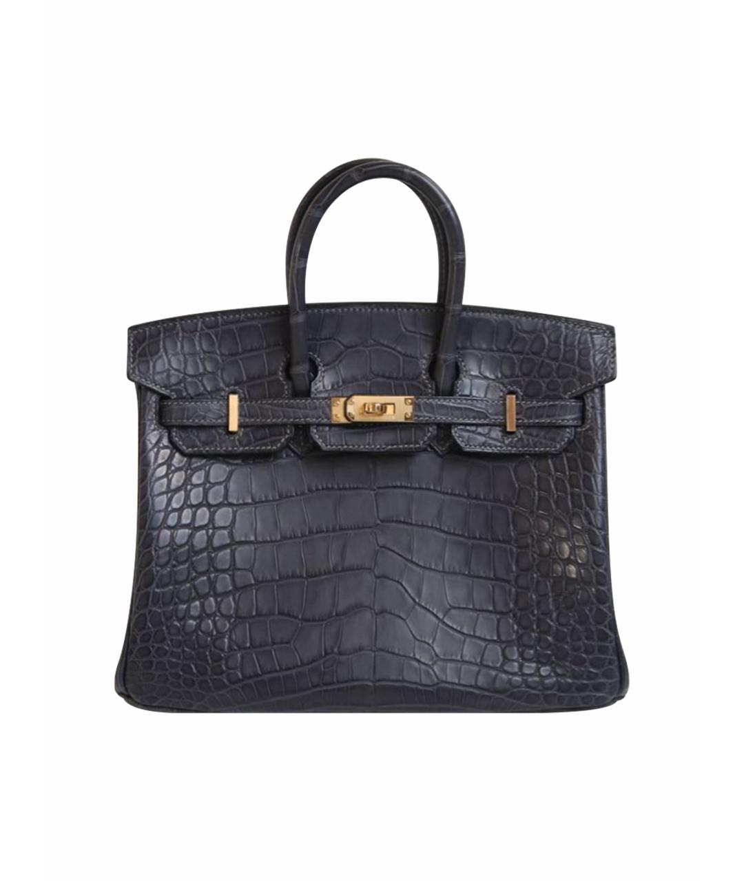 HERMES Серая сумка с короткими ручками из экзотической кожи, фото 1