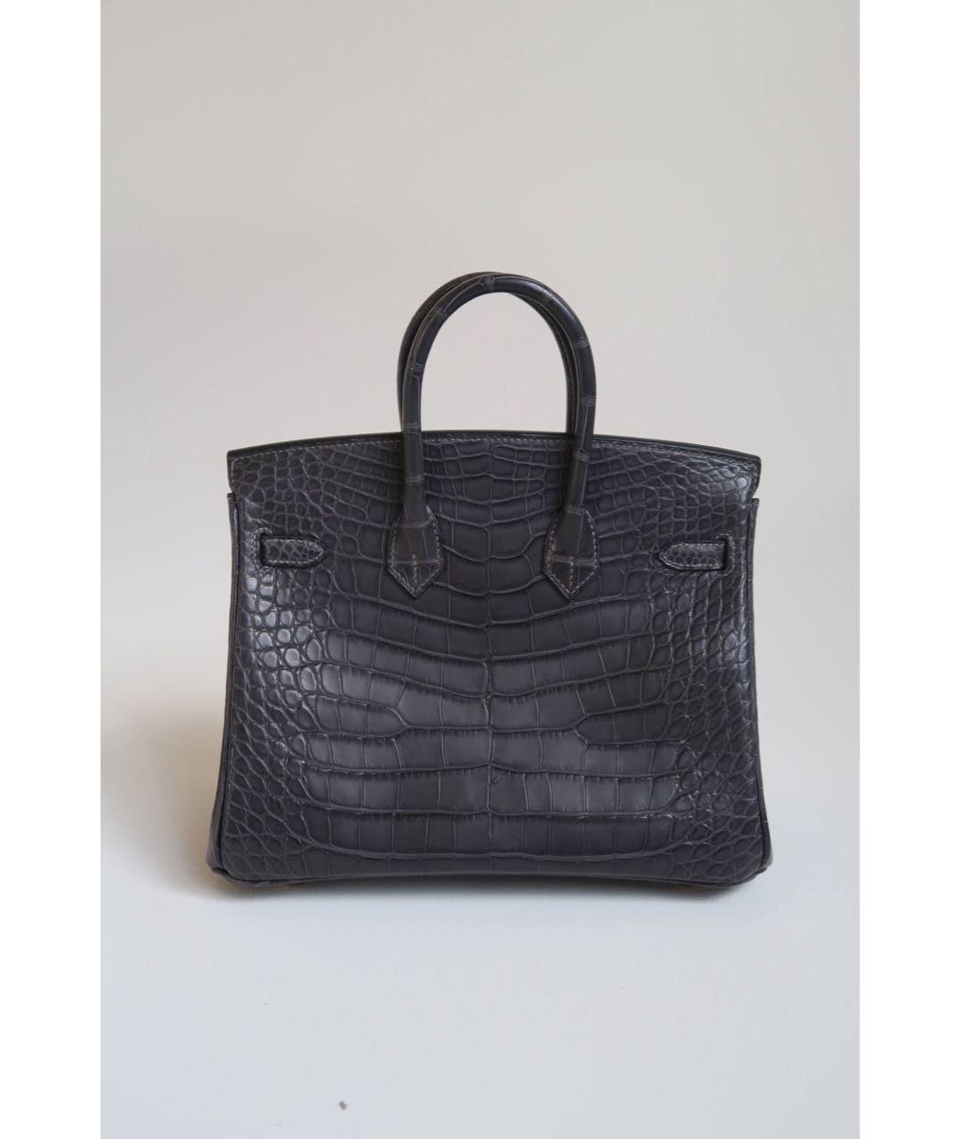 HERMES Серая сумка с короткими ручками из экзотической кожи, фото 3