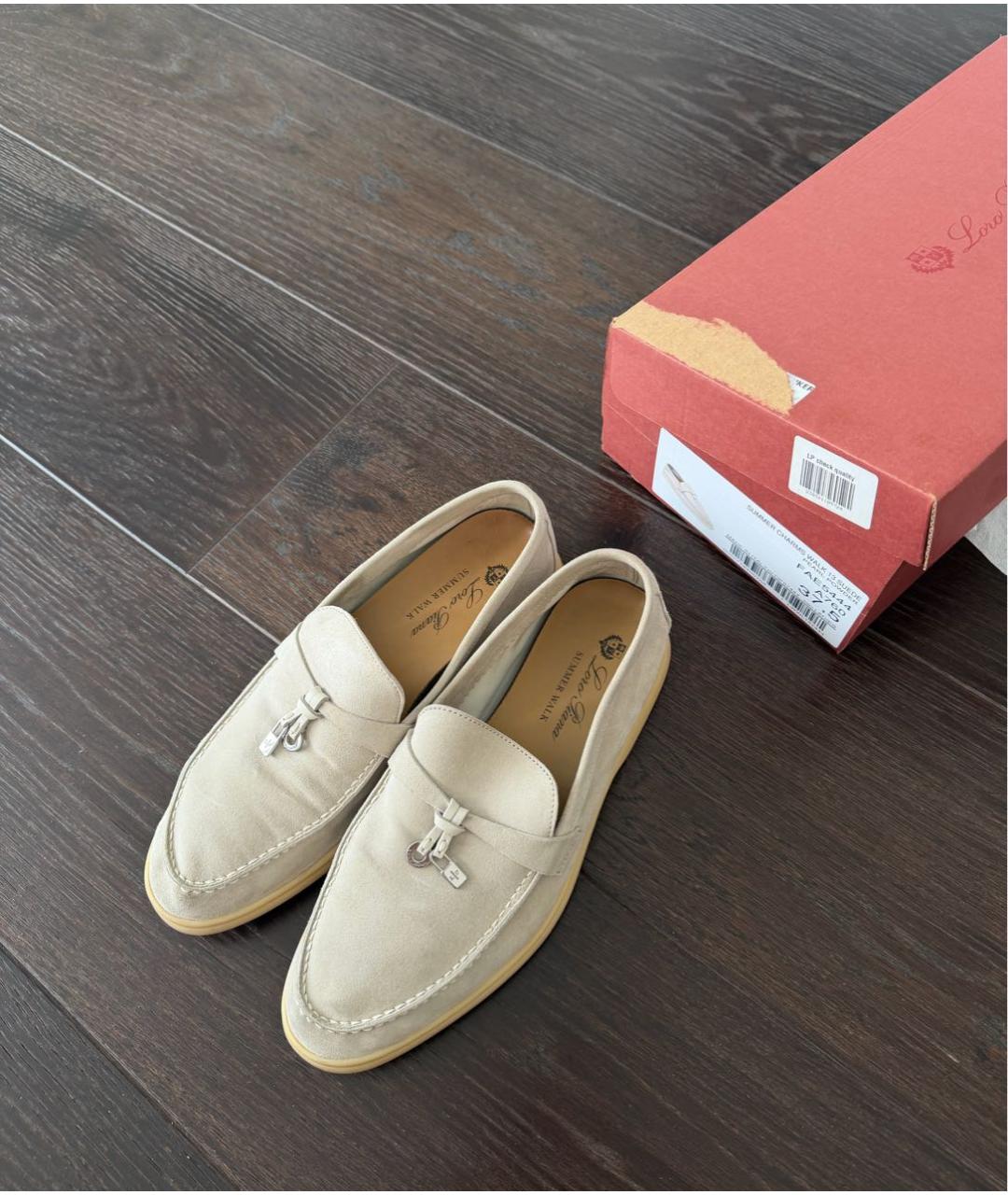 LORO PIANA Бежевые замшевые лоферы, фото 5