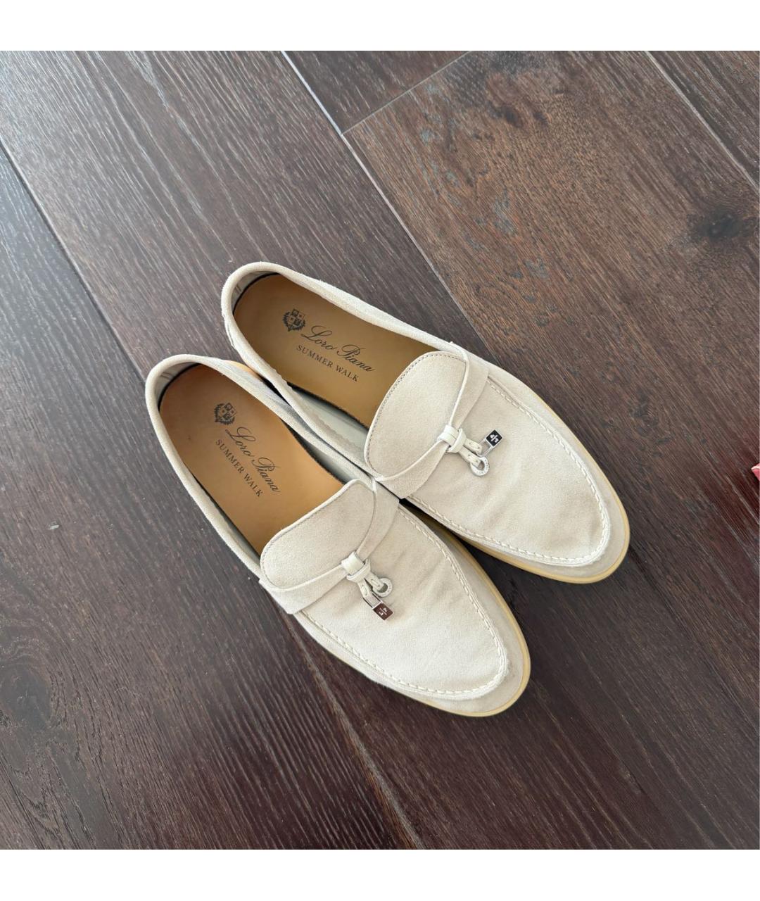 LORO PIANA Бежевые замшевые лоферы, фото 3