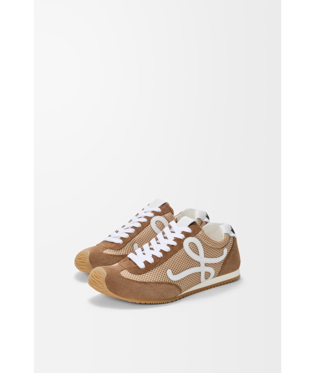 LOEWE Коричневые текстильные кроссовки, фото 2