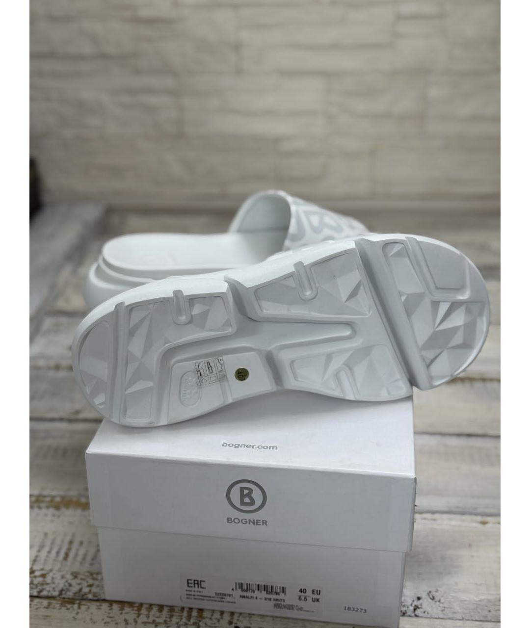 BOGNER Белые кожаные шлепанцы, фото 8