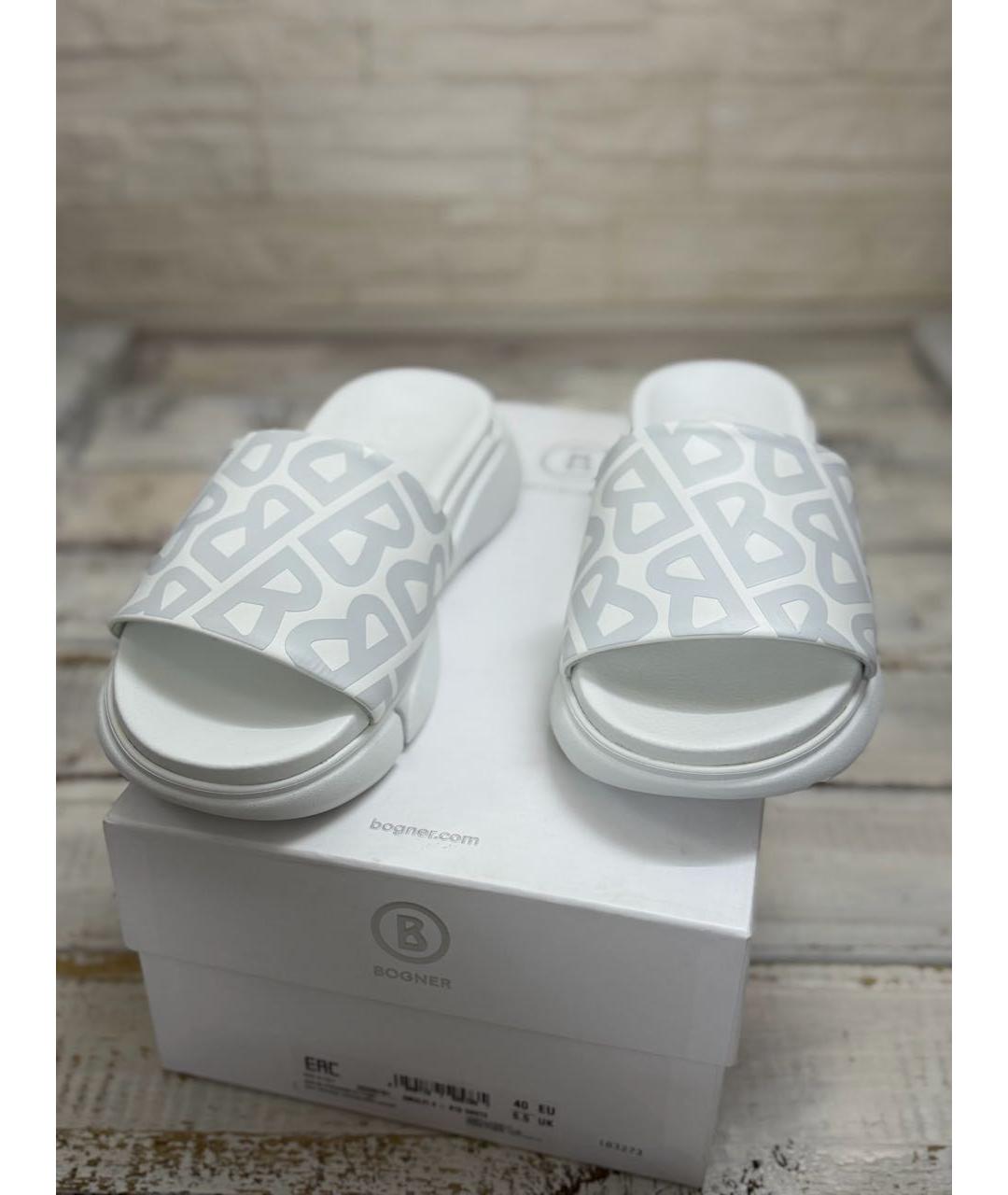 BOGNER Белые кожаные шлепанцы, фото 2