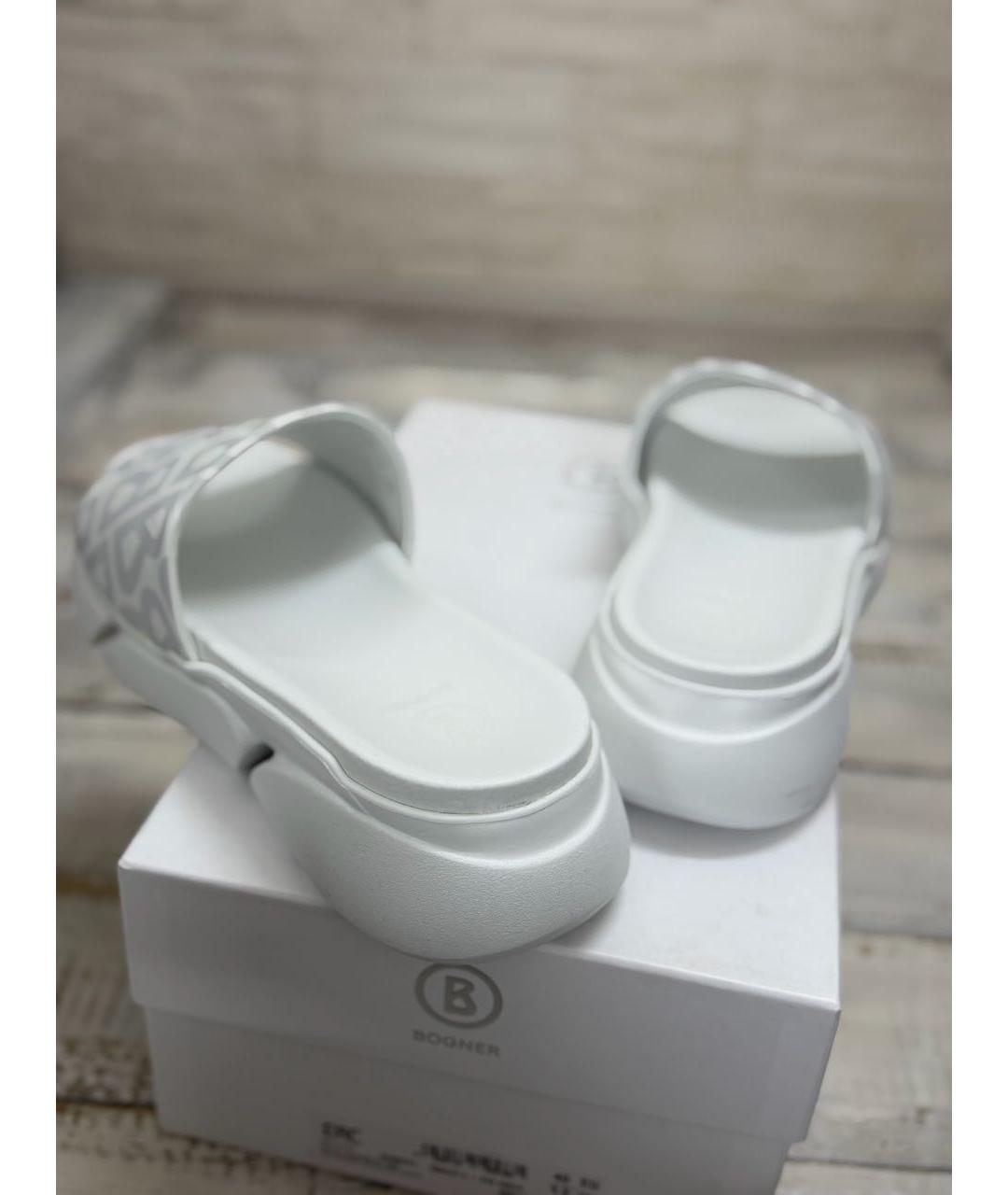 BOGNER Белые кожаные шлепанцы, фото 4