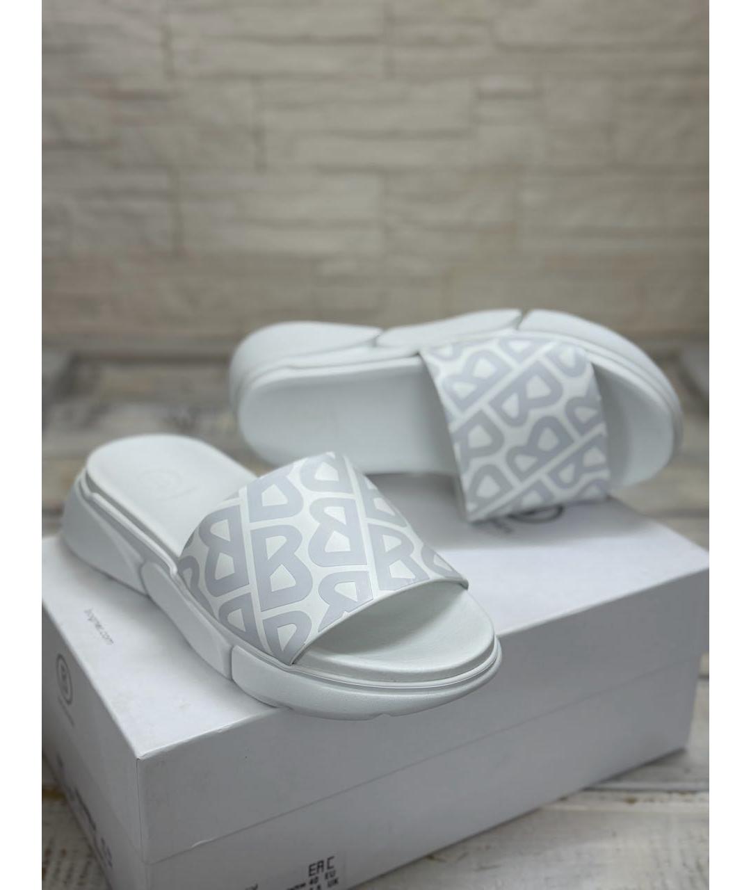 BOGNER Белые кожаные шлепанцы, фото 7