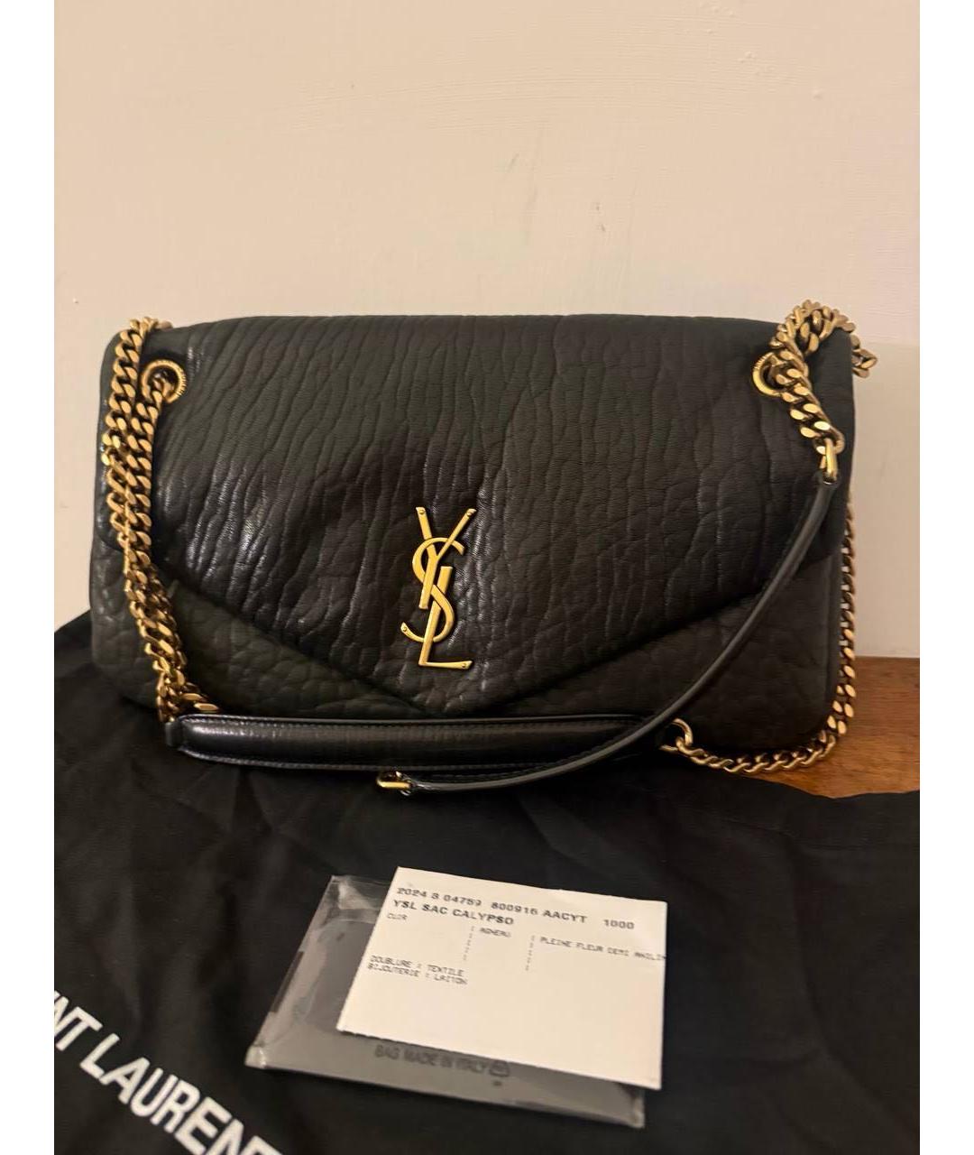 SAINT LAURENT Черная кожаная сумка через плечо, фото 5