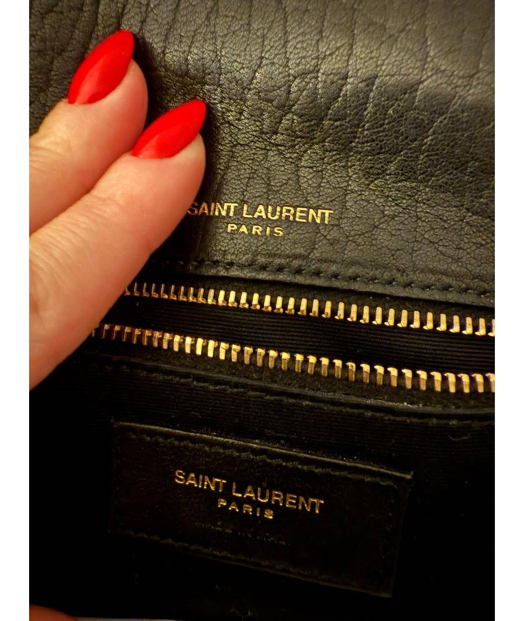 SAINT LAURENT Черная кожаная сумка через плечо, фото 6