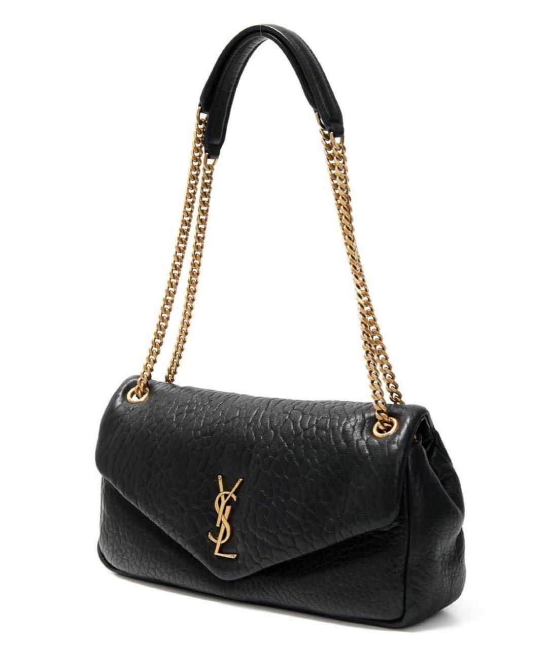 SAINT LAURENT Черная кожаная сумка через плечо, фото 2