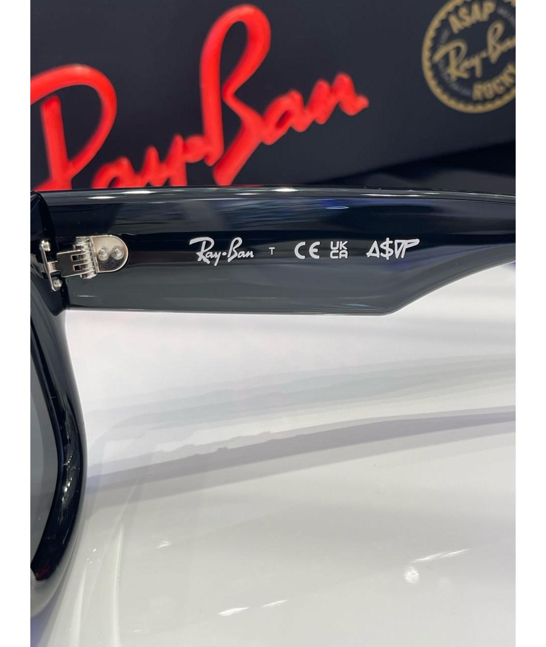 RAY BAN Черные пластиковые солнцезащитные очки, фото 7