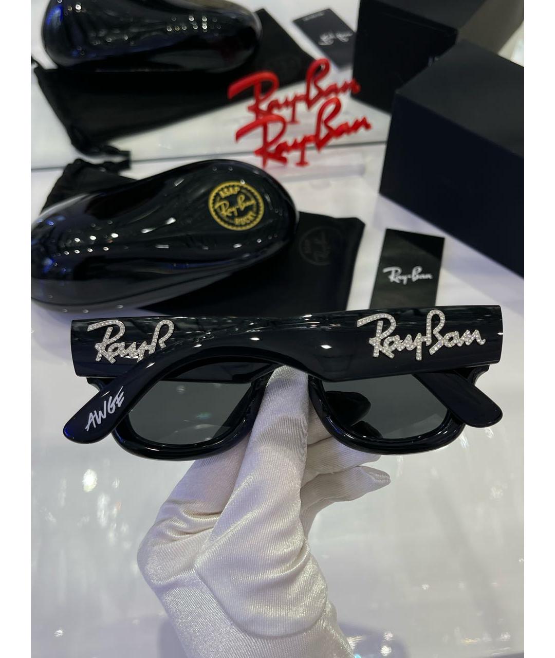 RAY BAN Черные пластиковые солнцезащитные очки, фото 5