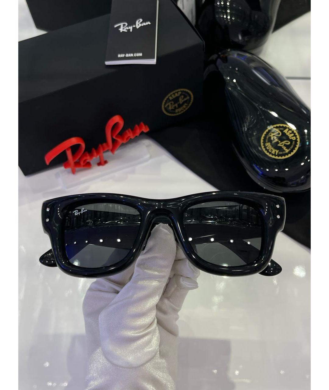 RAY BAN Черные пластиковые солнцезащитные очки, фото 8