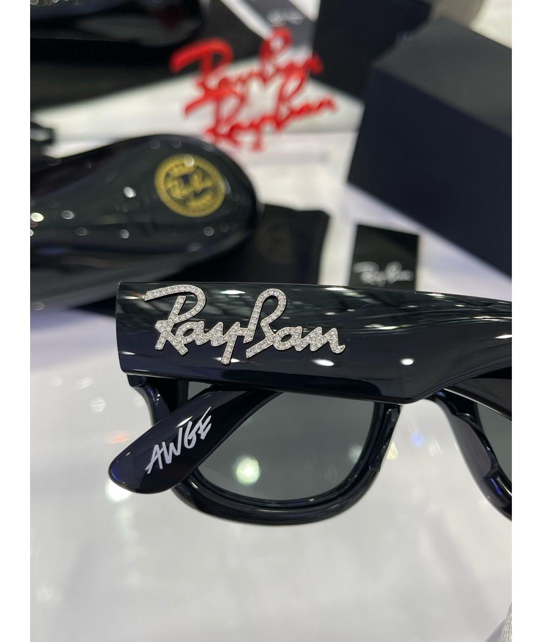 RAY BAN Черные пластиковые солнцезащитные очки, фото 6