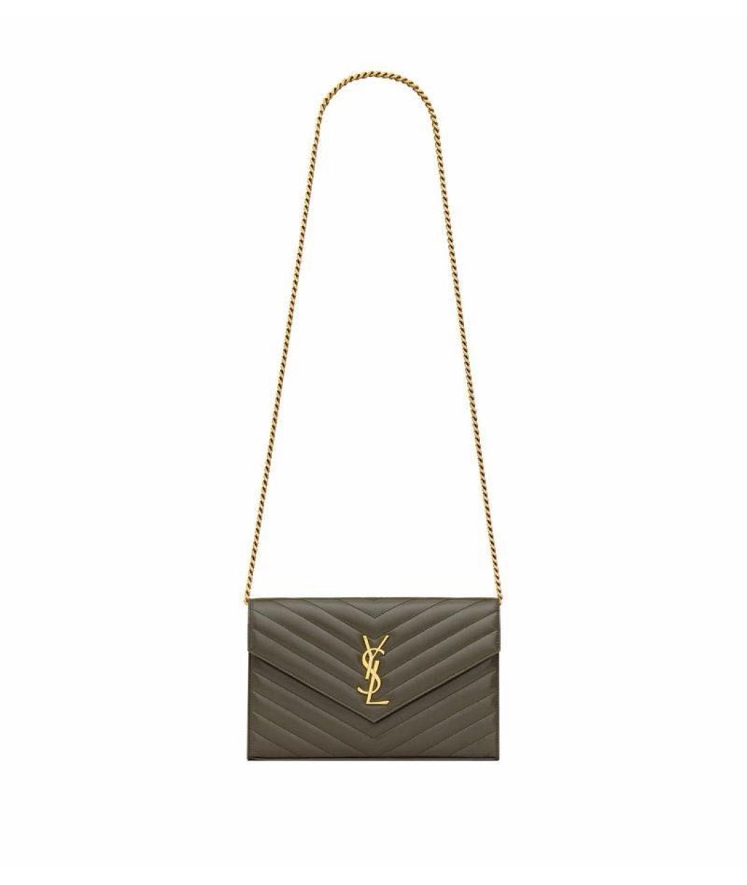 SAINT LAURENT Зеленая кожаная сумка через плечо, фото 8