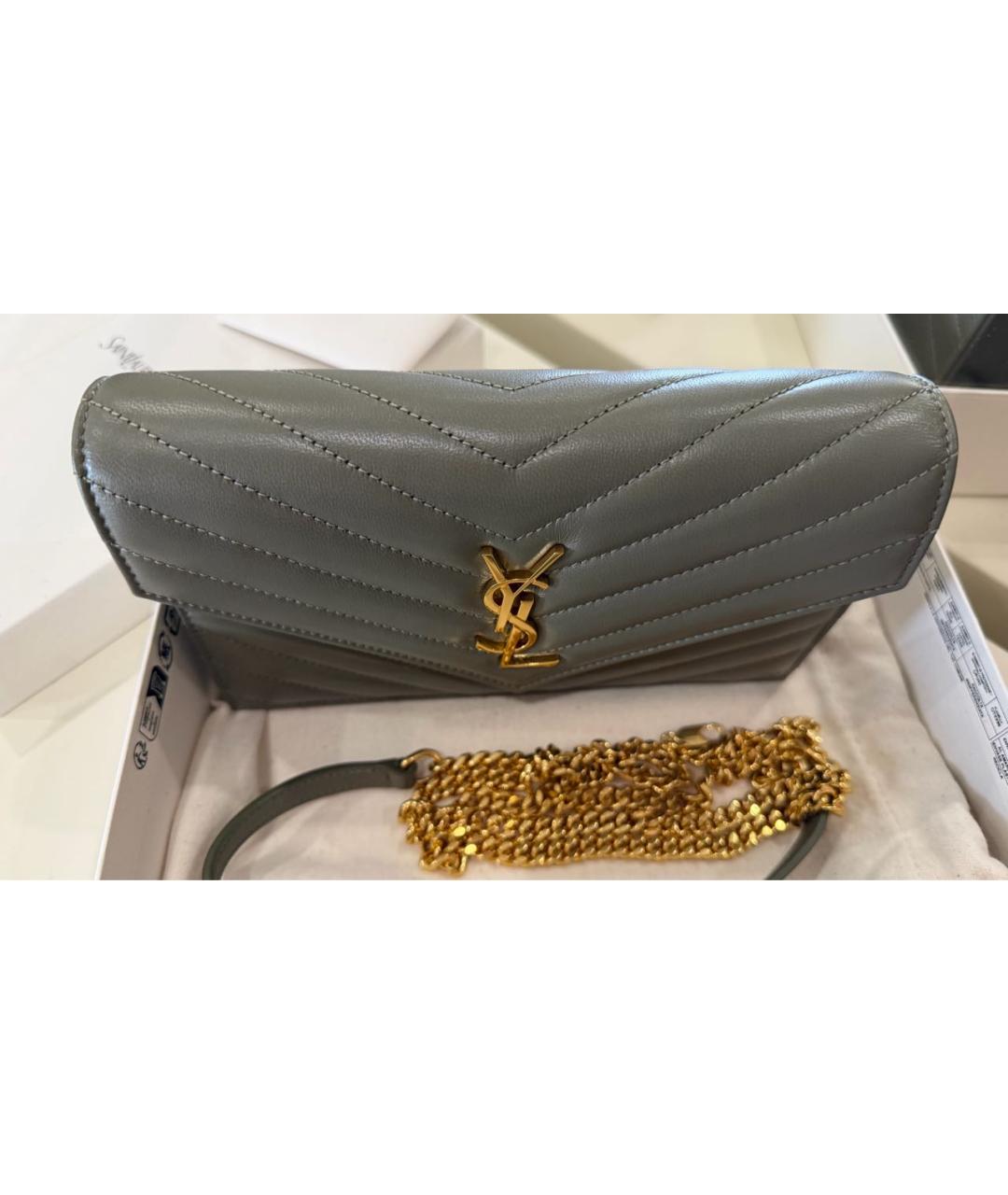 SAINT LAURENT Зеленая кожаная сумка через плечо, фото 5