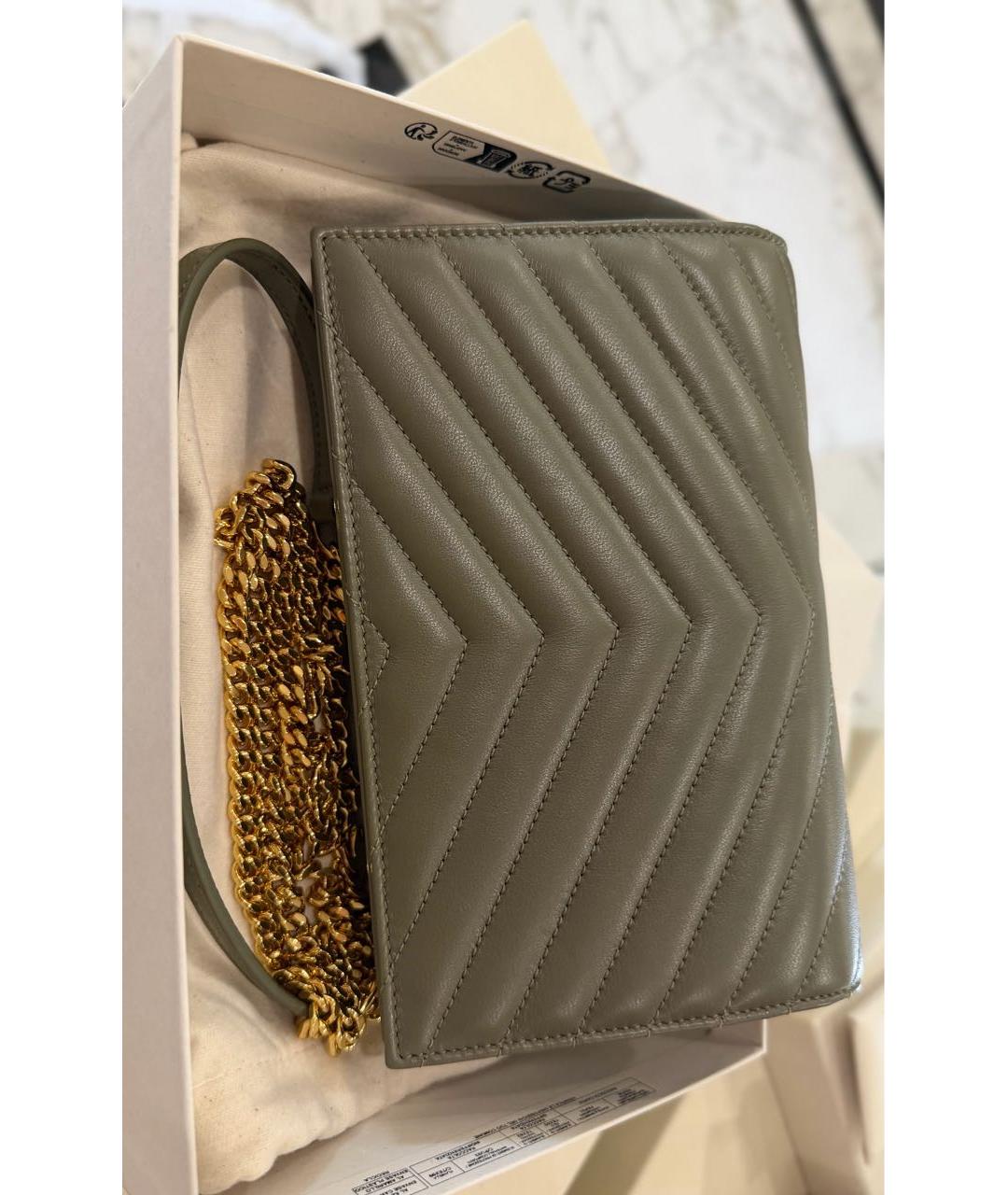 SAINT LAURENT Зеленая кожаная сумка через плечо, фото 4