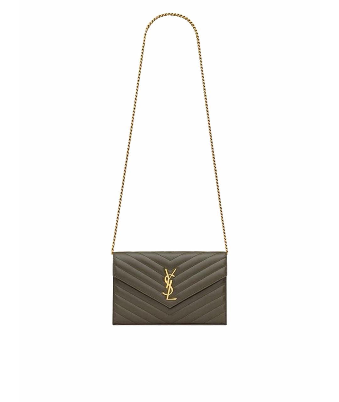 SAINT LAURENT Зеленая кожаная сумка через плечо, фото 1