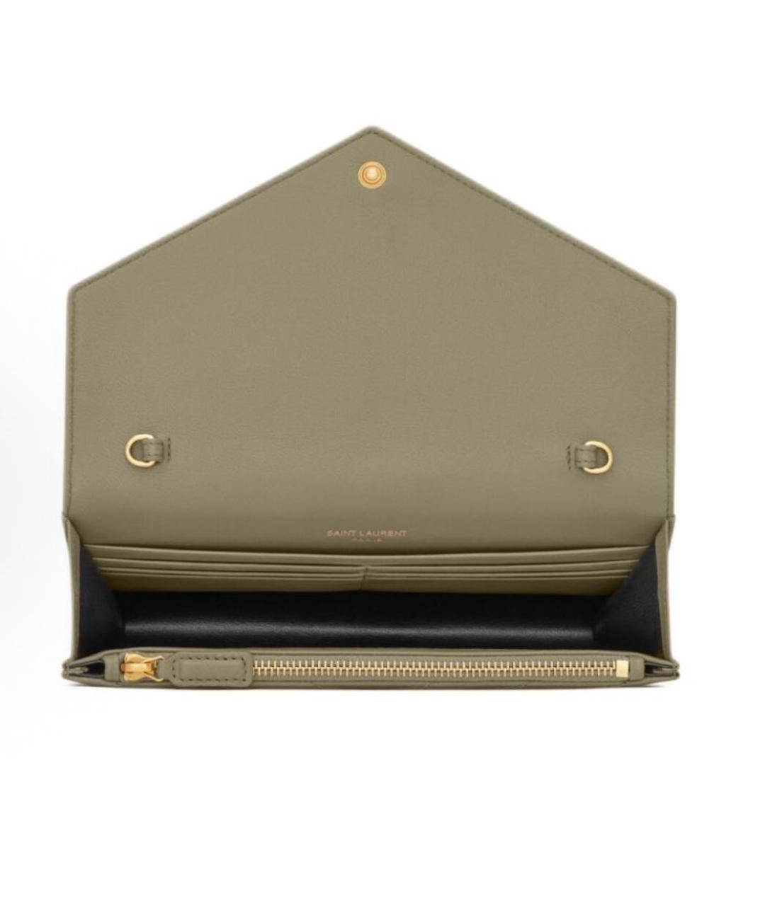 SAINT LAURENT Зеленая кожаная сумка через плечо, фото 2