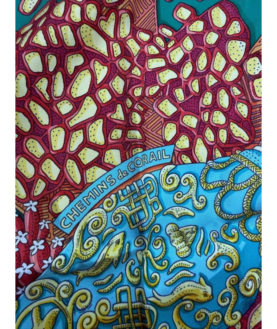 HERMES Зеленый шелковый платок, фото 3