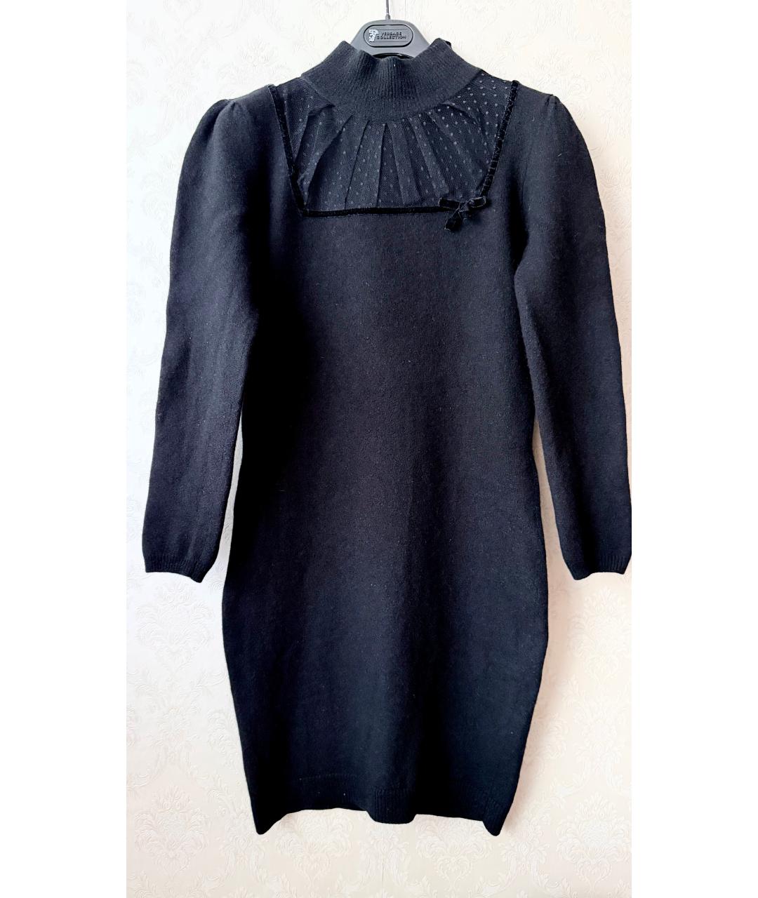 RED VALENTINO Черное шерстяное коктейльное платье, фото 5