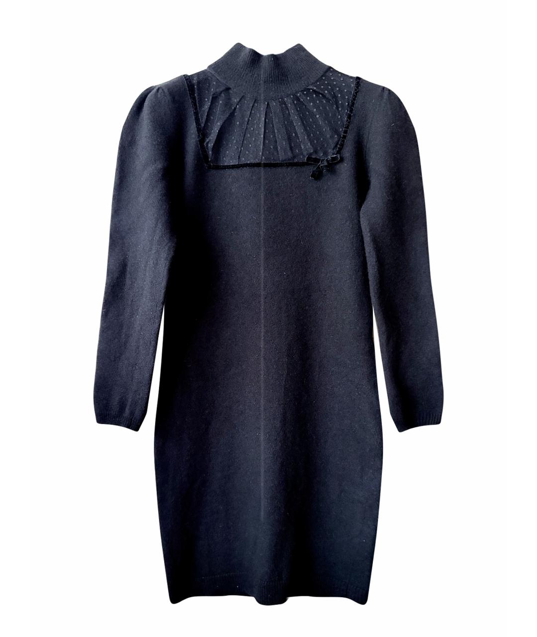 RED VALENTINO Черное шерстяное коктейльное платье, фото 1