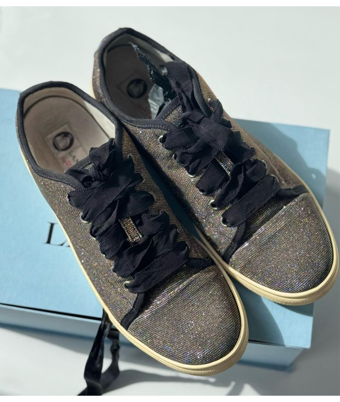 LANVIN Золотые кожаные кеды, фото 6