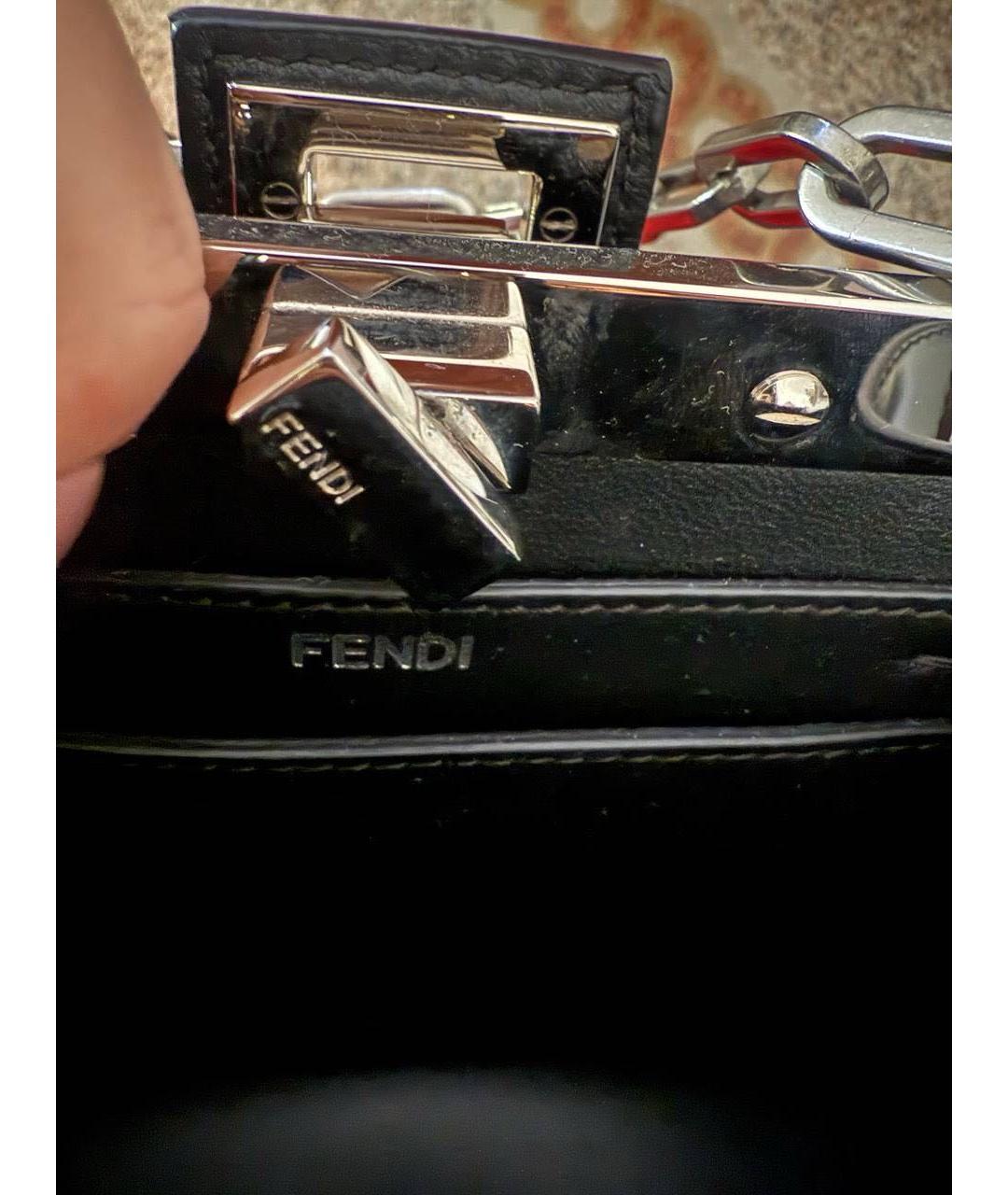 FENDI Черная сумка с короткими ручками из лакированной кожи, фото 8