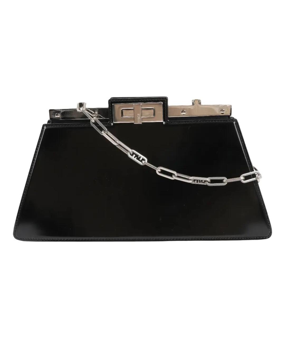 FENDI Черная сумка с короткими ручками из лакированной кожи, фото 9