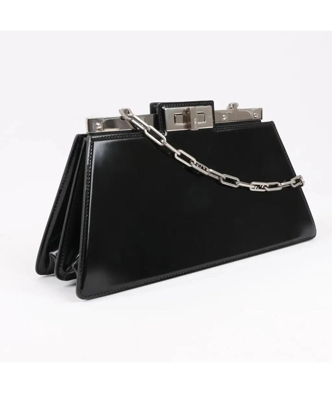 FENDI Черная сумка с короткими ручками из лакированной кожи, фото 2