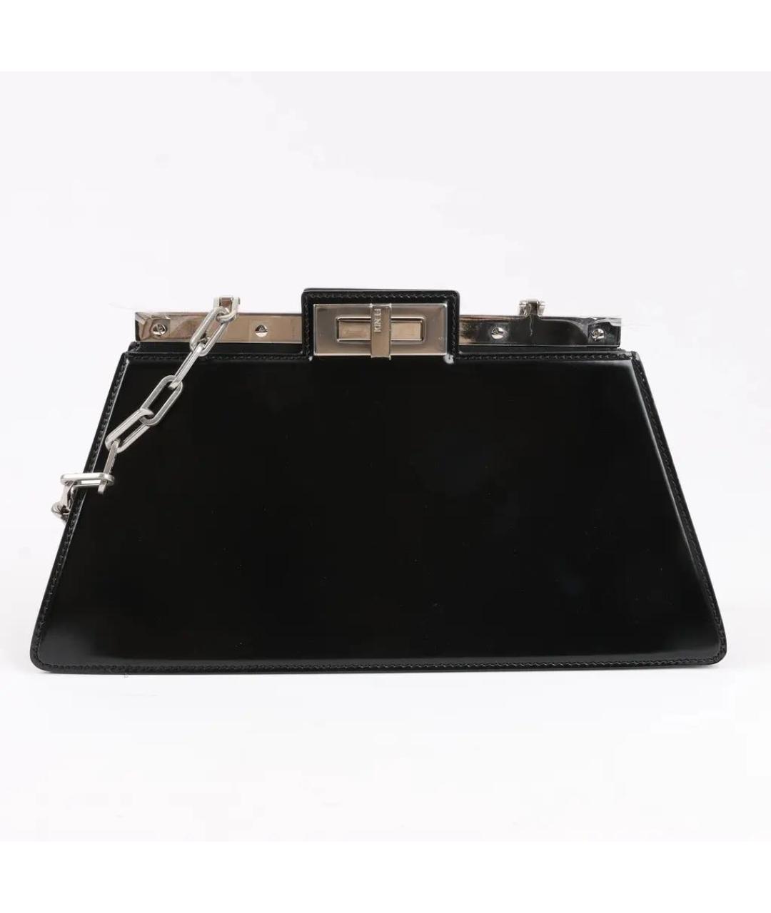 FENDI Черная сумка с короткими ручками из лакированной кожи, фото 3