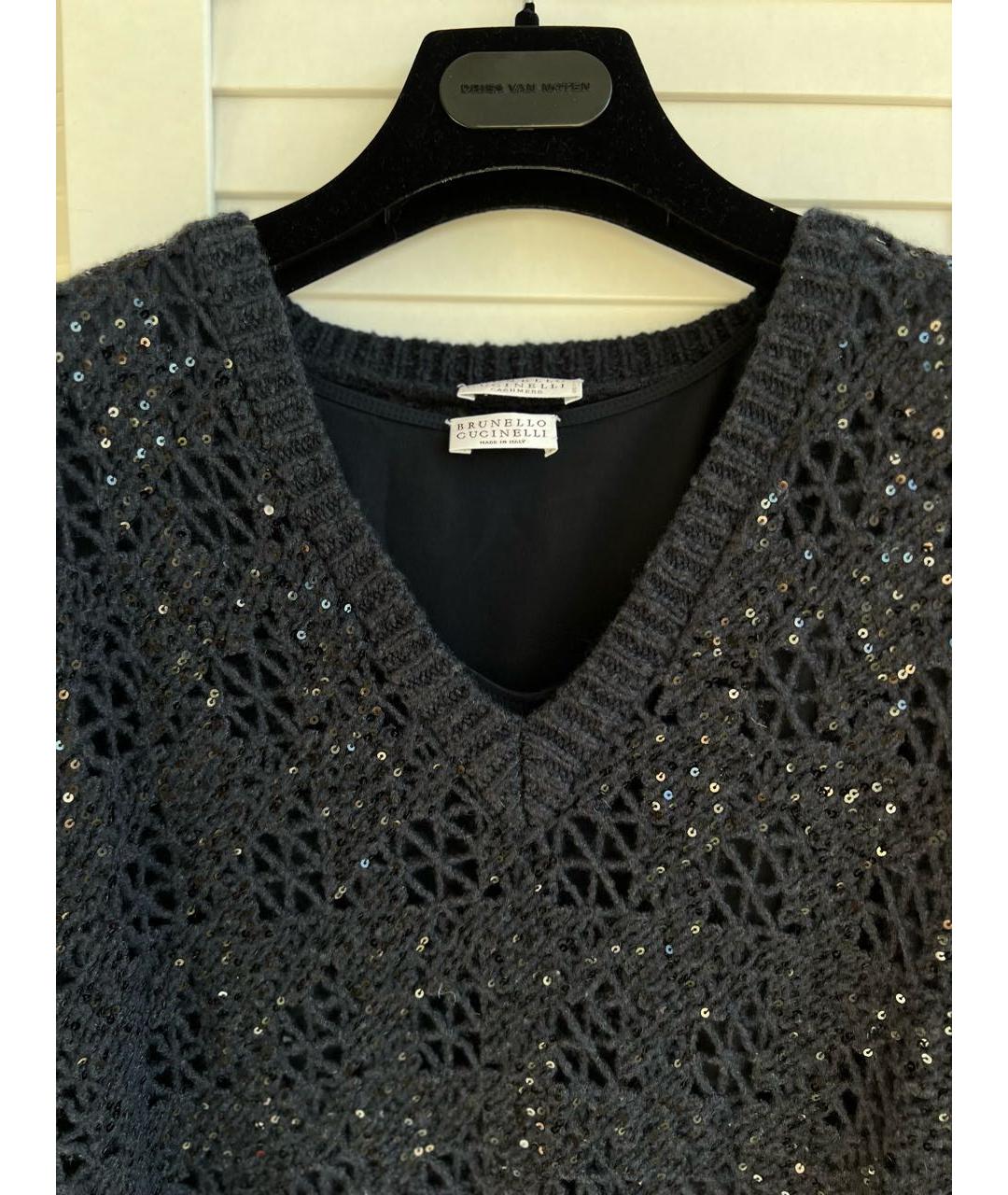 BRUNELLO CUCINELLI Антрацитовое кашемировое повседневное платье, фото 5