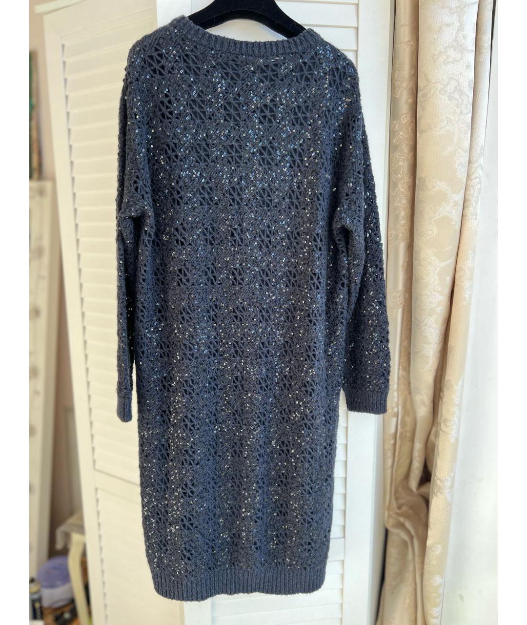 BRUNELLO CUCINELLI Антрацитовое кашемировое повседневное платье, фото 2