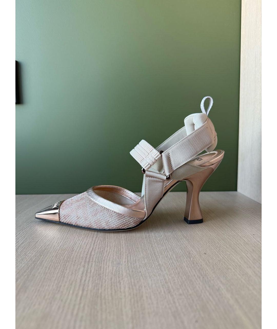 FENDI Коралловые текстильные туфли, фото 9