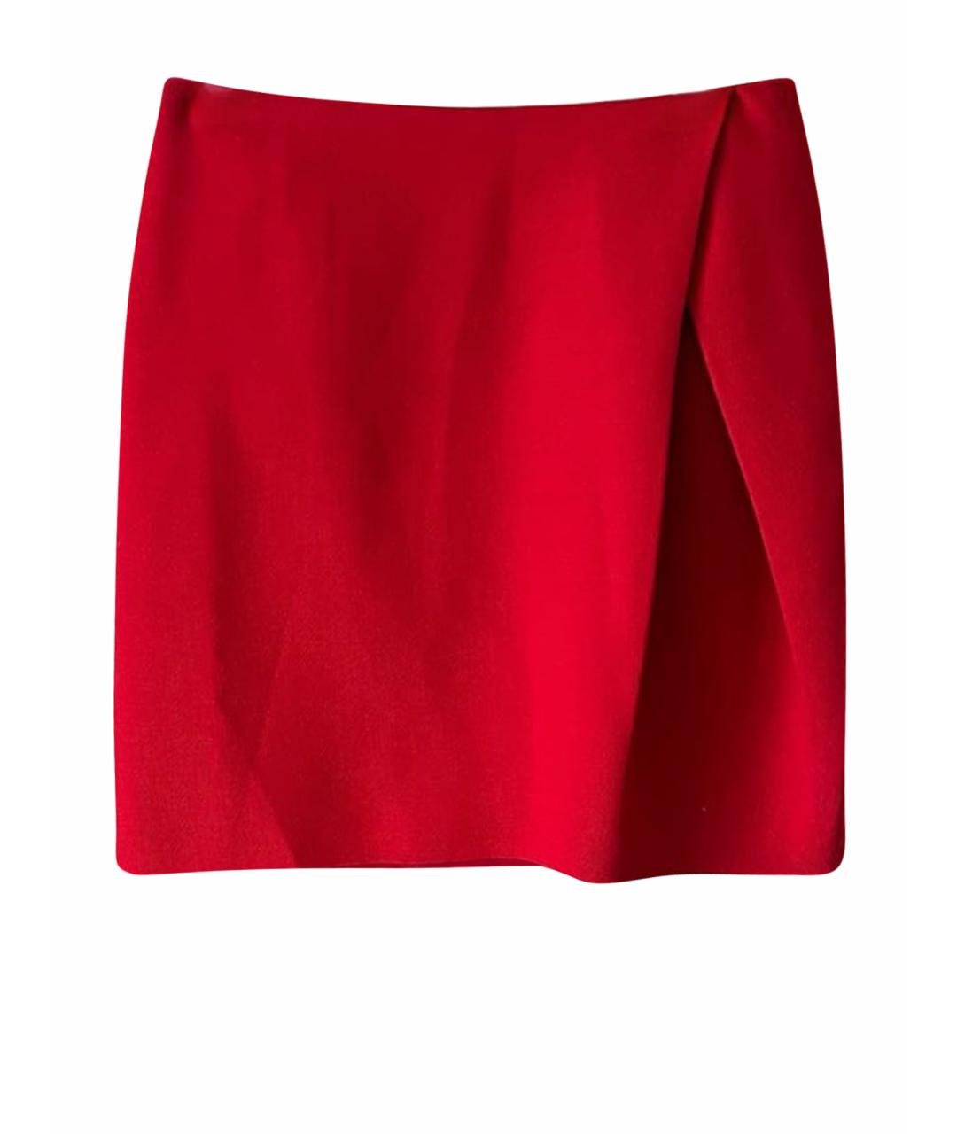 JIL SANDER Красная шерстяная юбка мини, фото 1