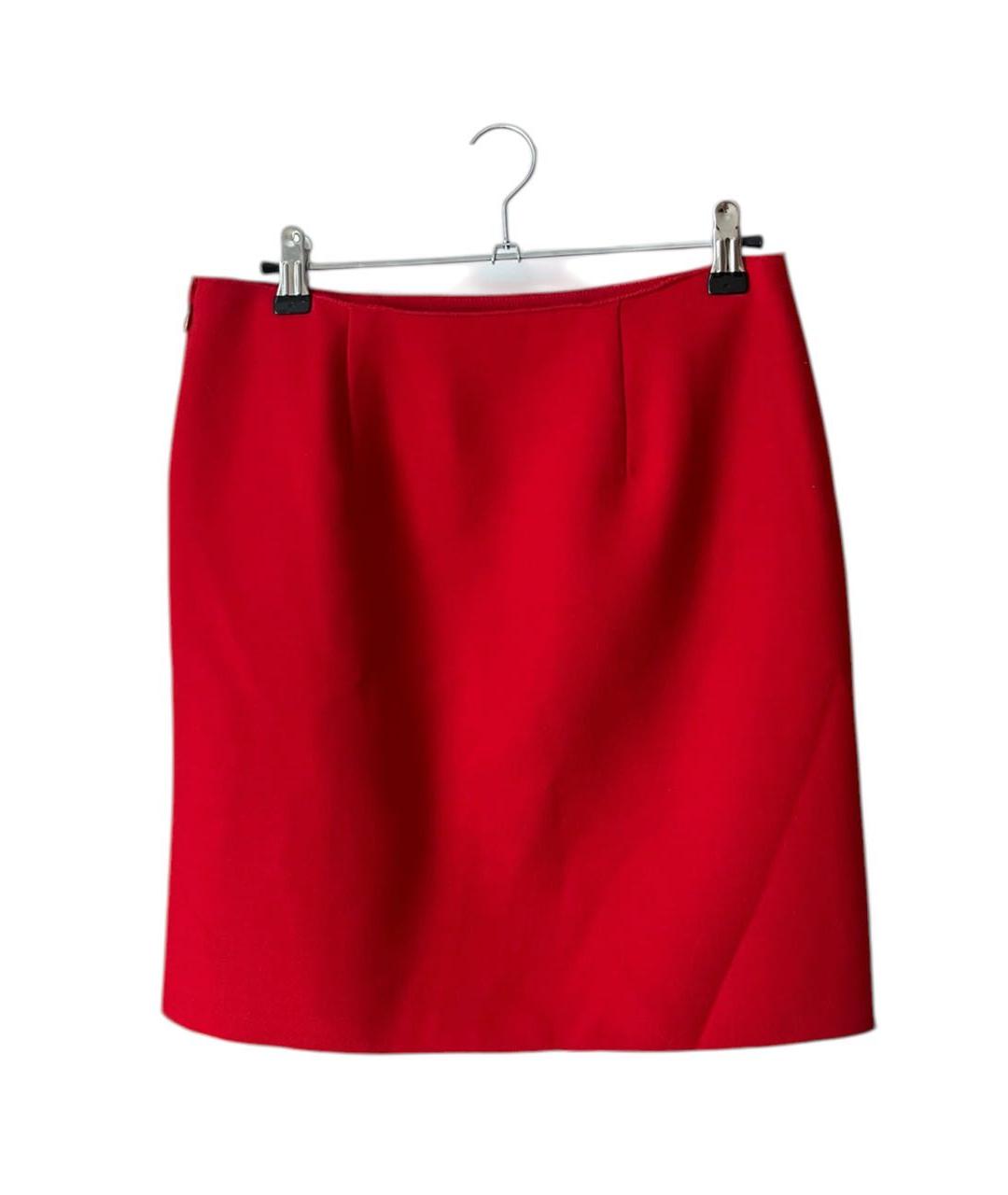 JIL SANDER Красная шерстяная юбка мини, фото 2