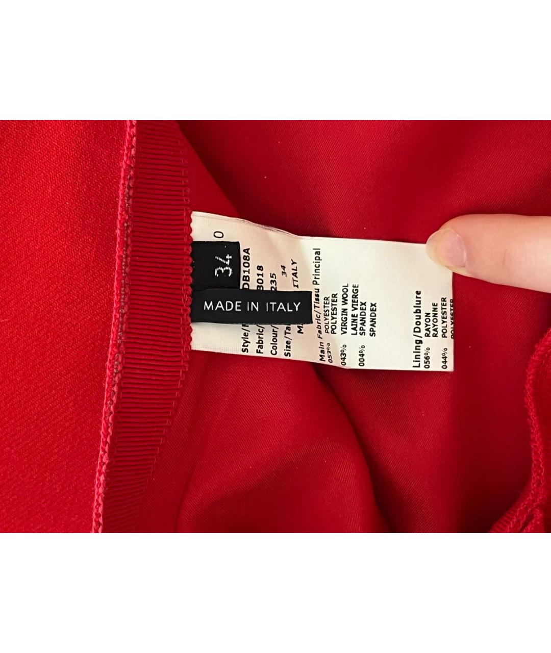 JIL SANDER Красная шерстяная юбка мини, фото 5