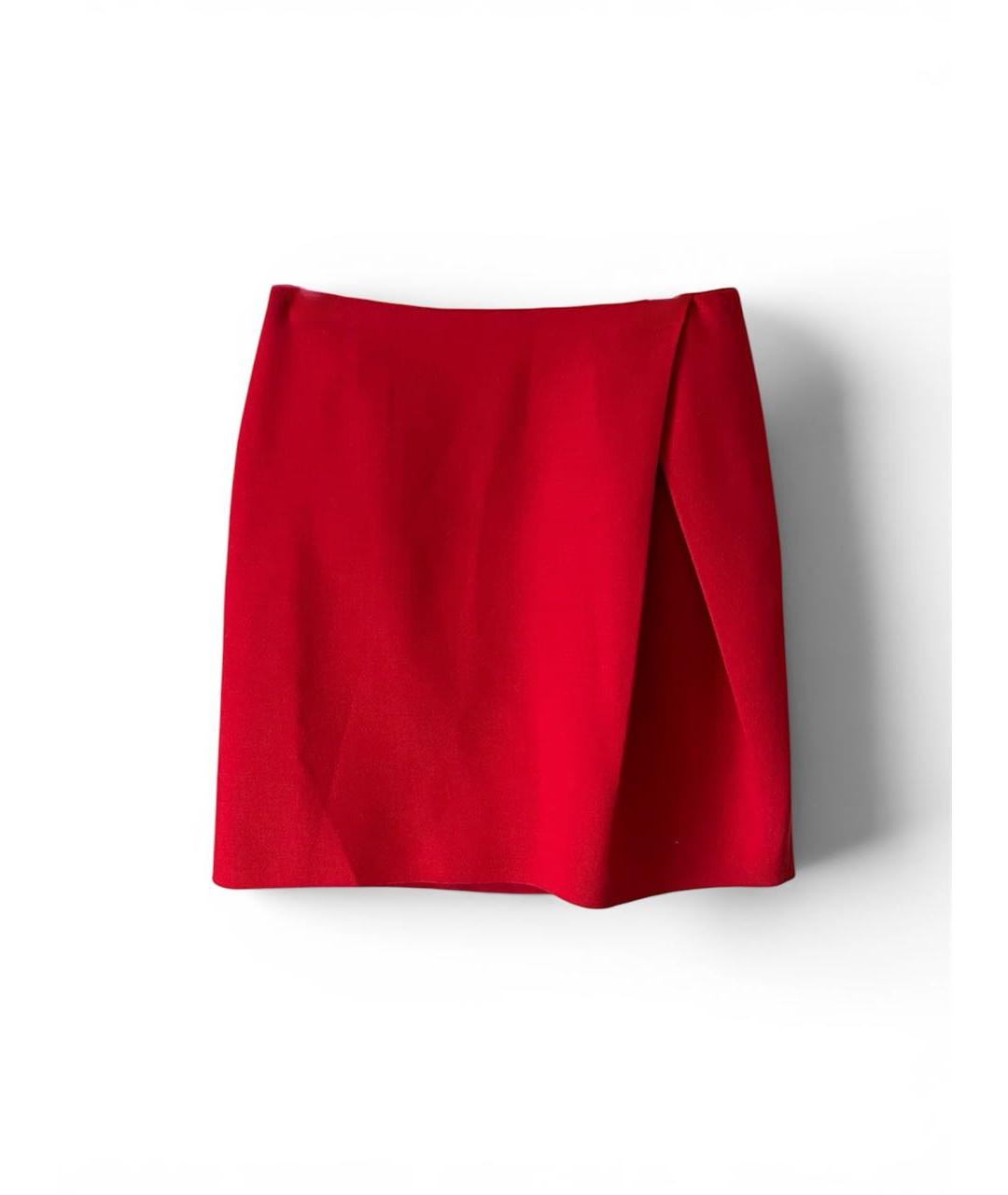 JIL SANDER Красная шерстяная юбка мини, фото 7