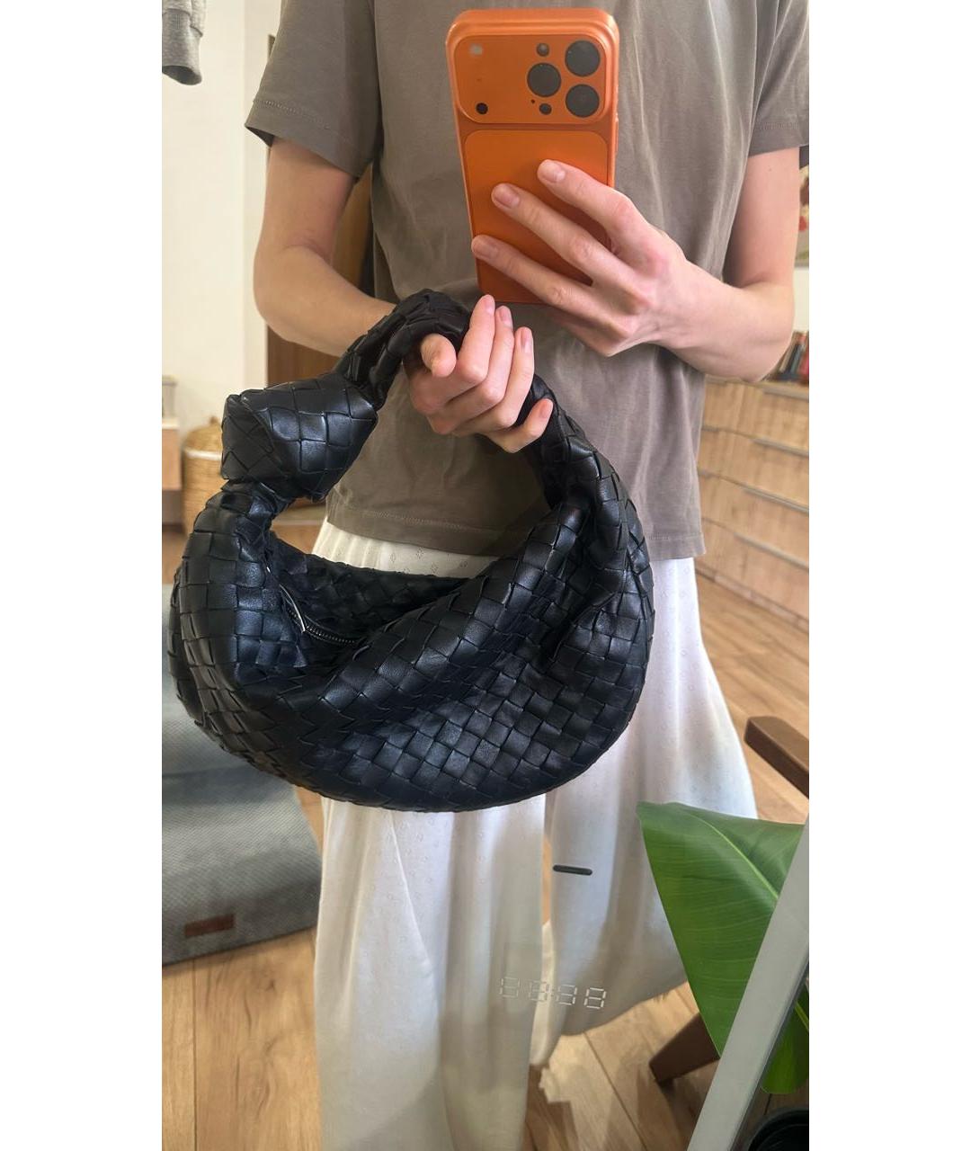 BOTTEGA VENETA Черная кожаная сумка с короткими ручками, фото 5