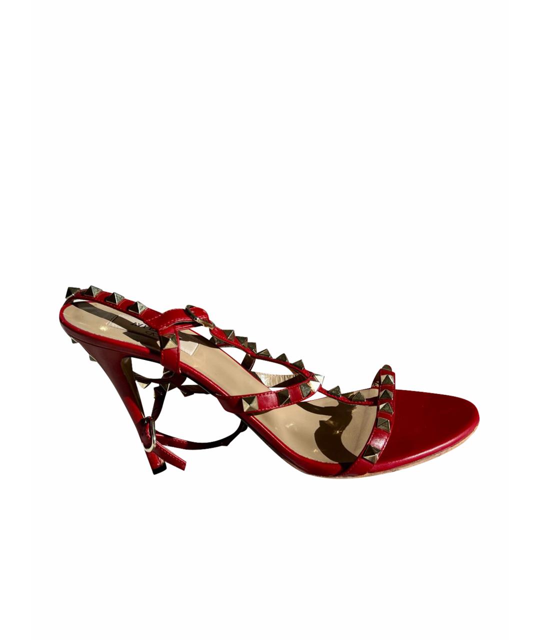 VALENTINO Красные кожаные босоножки, фото 1