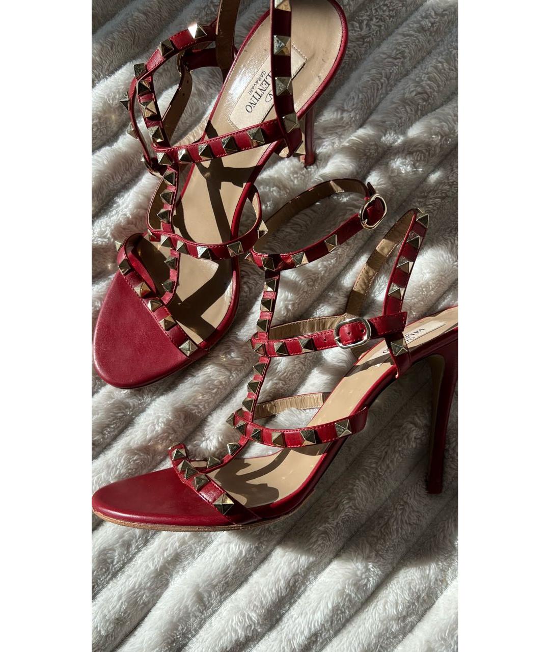 VALENTINO Красные кожаные босоножки, фото 5