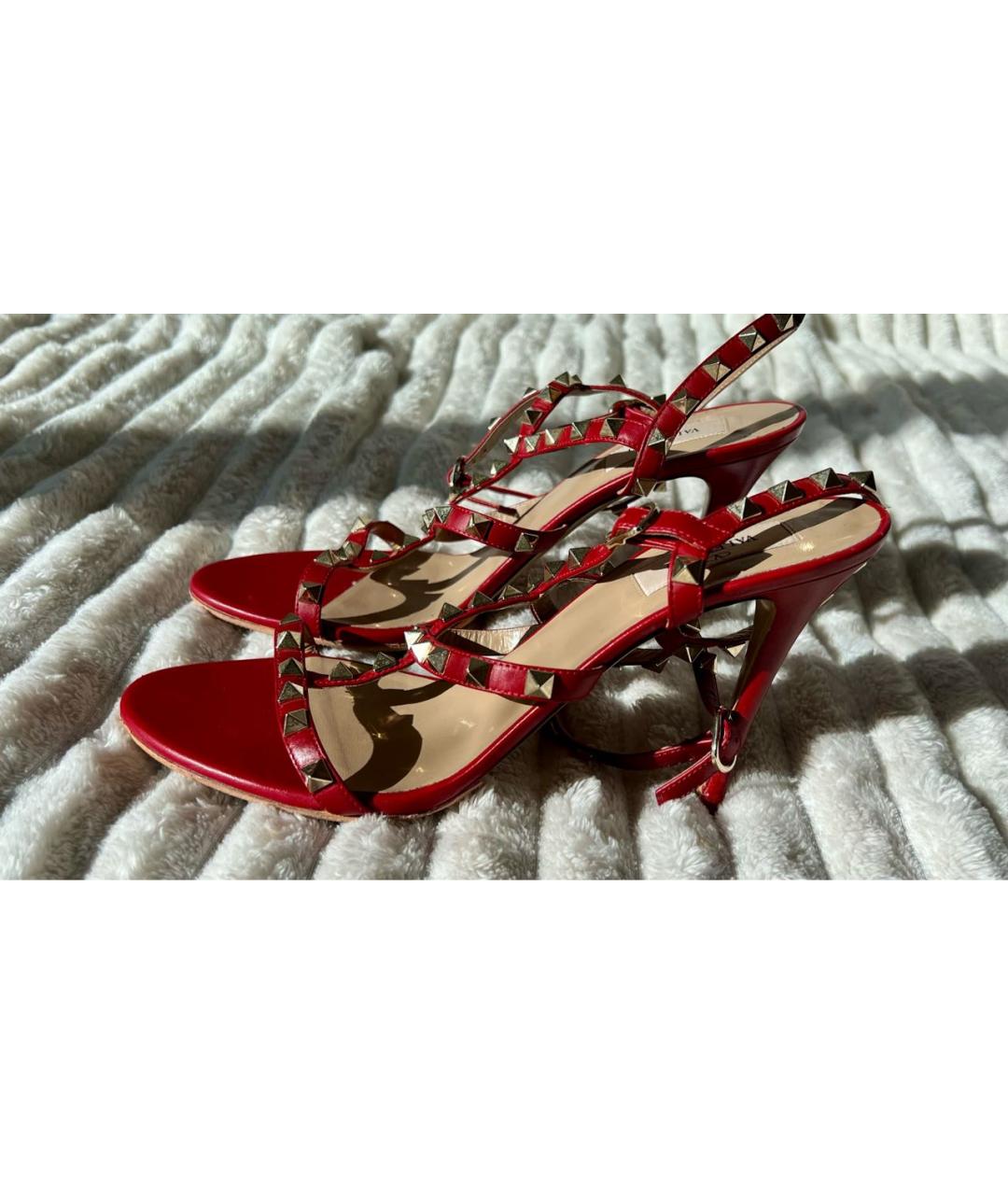 VALENTINO Красные кожаные босоножки, фото 8