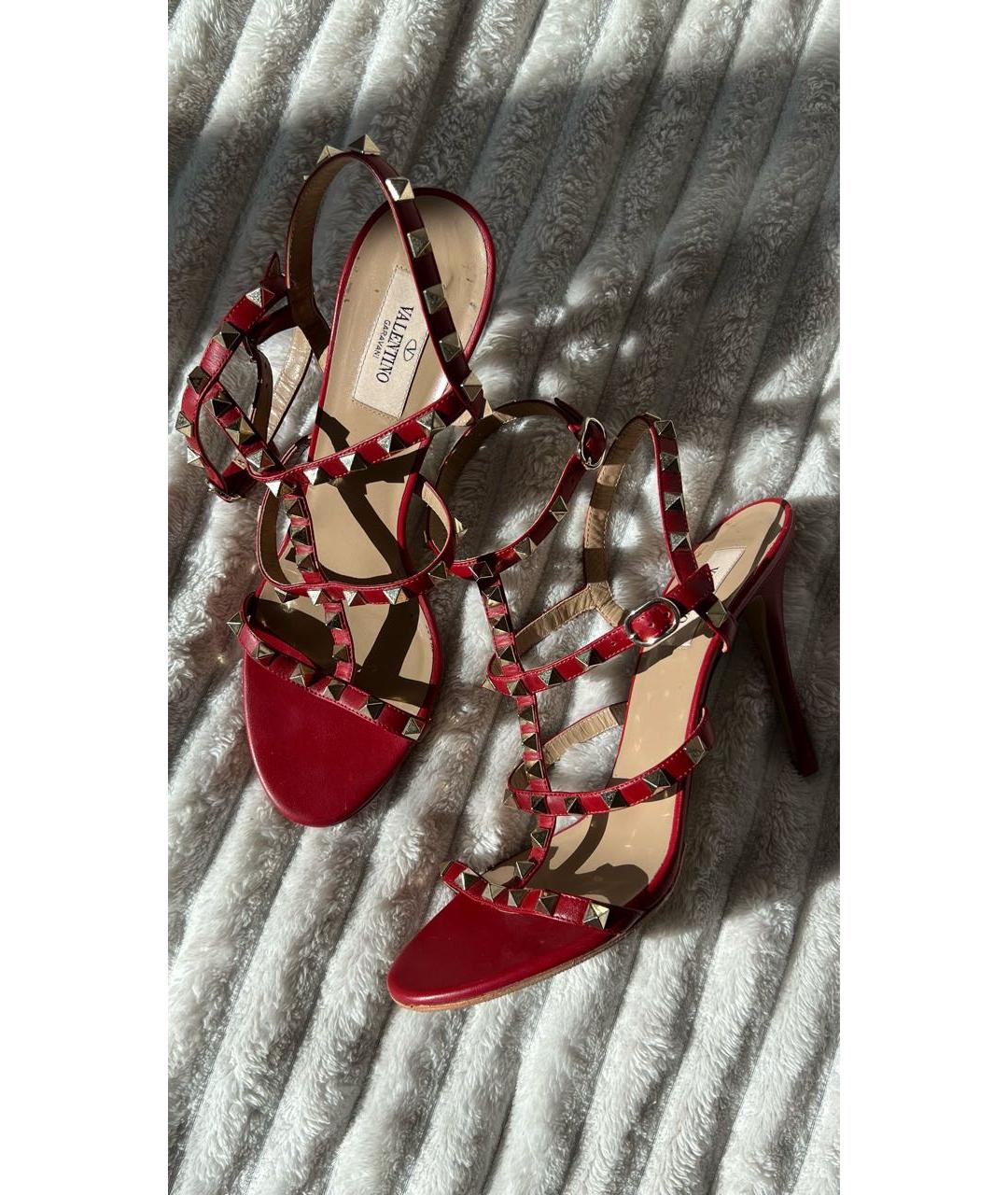 VALENTINO Красные кожаные босоножки, фото 4