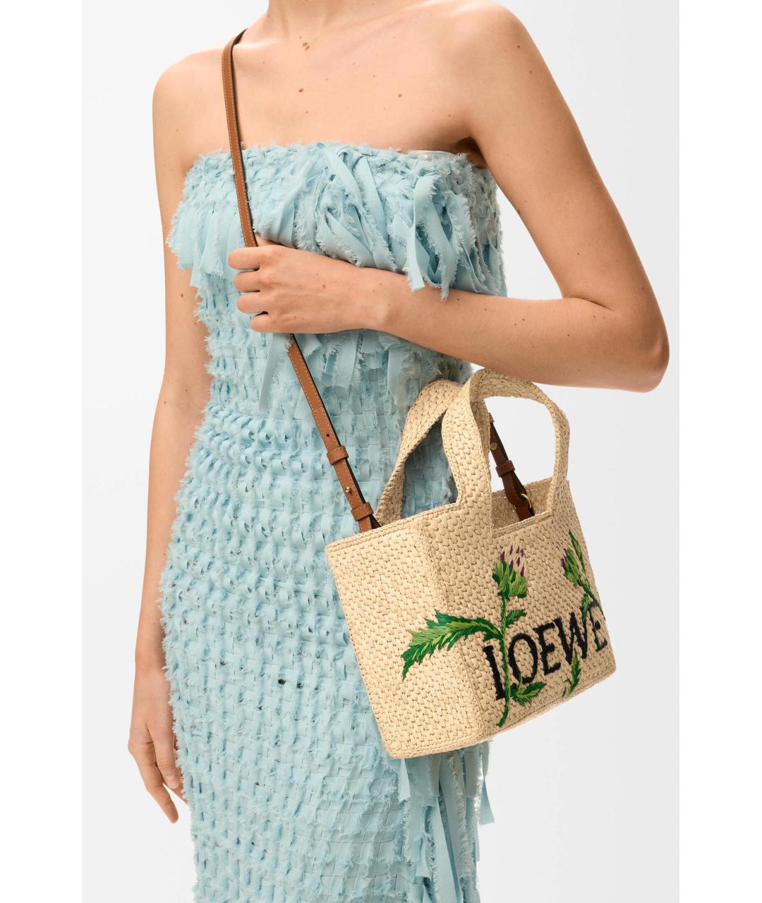 LOEWE Бежевая пелетеная пляжная сумка, фото 2