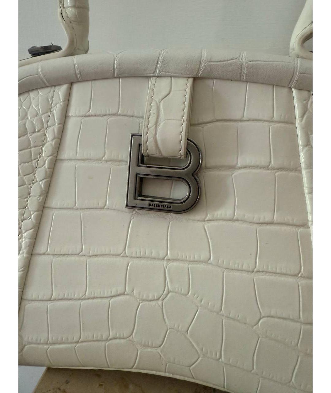 BALENCIAGA Белая кожаная сумка с короткими ручками, фото 7