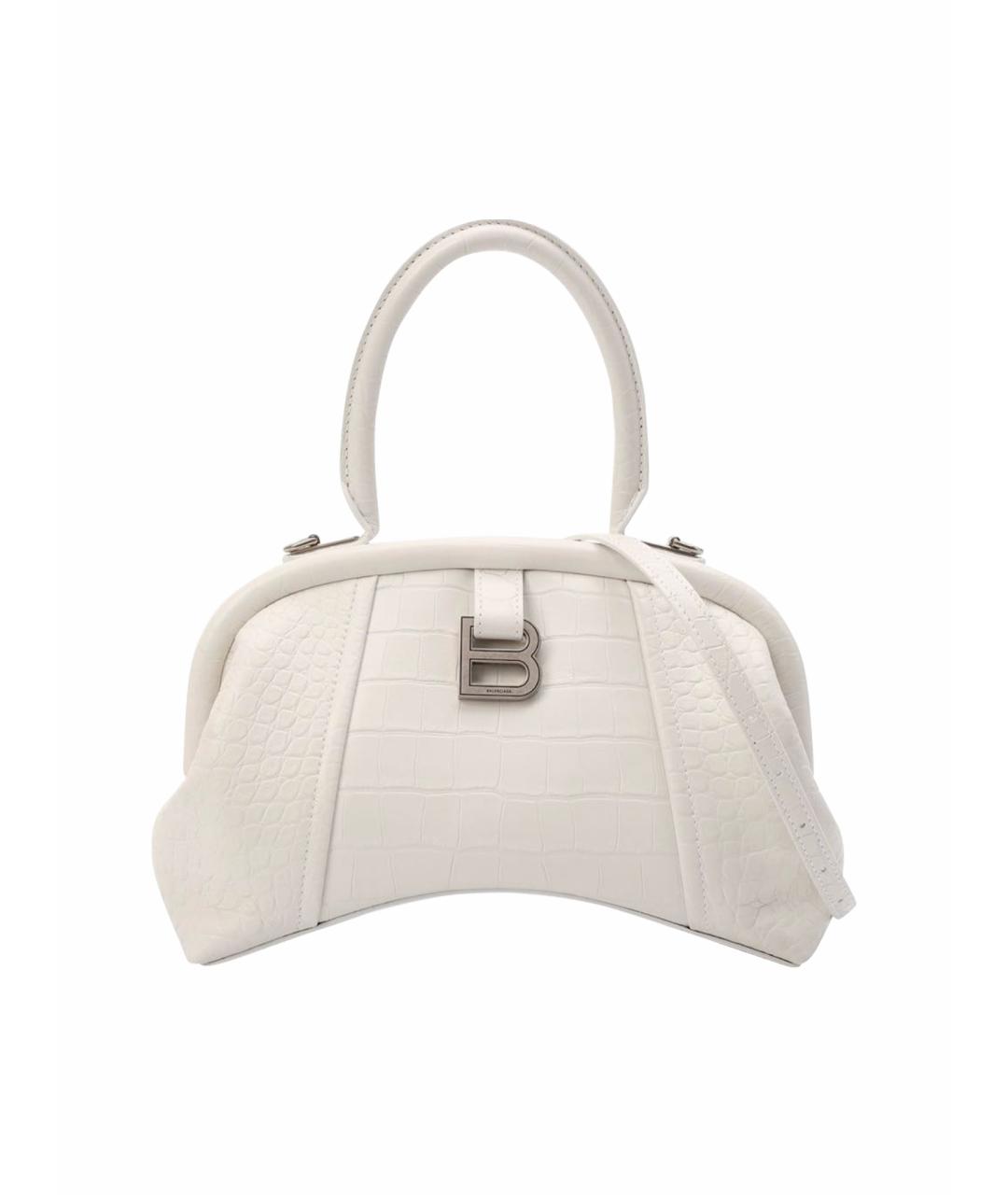 BALENCIAGA Белая кожаная сумка с короткими ручками, фото 1