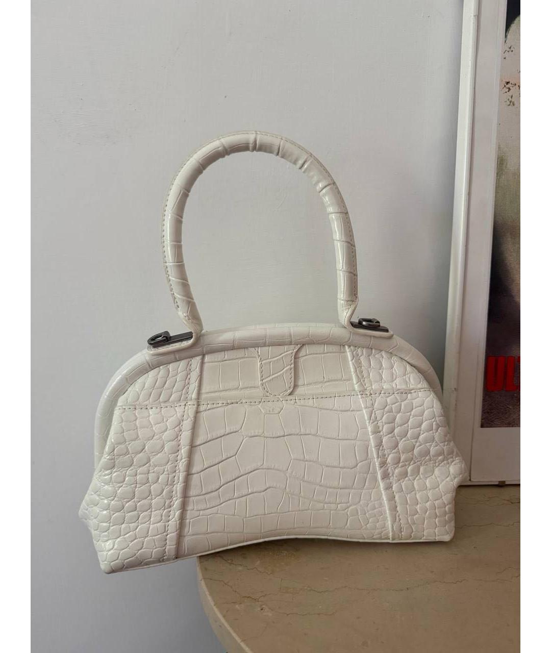 BALENCIAGA Белая кожаная сумка с короткими ручками, фото 6