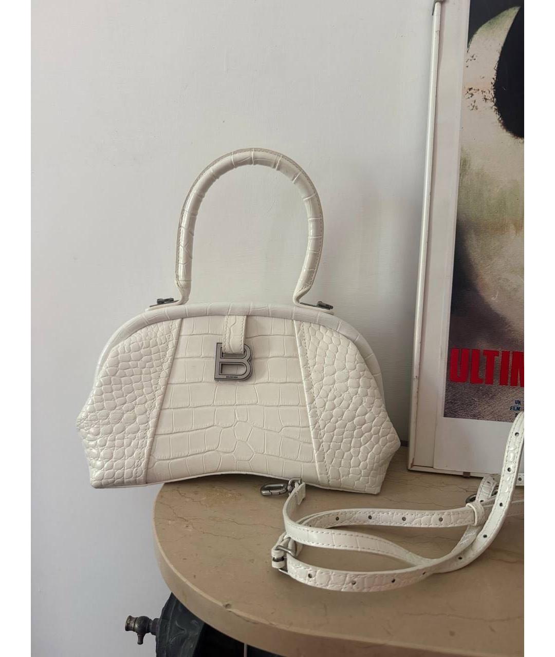BALENCIAGA Белая кожаная сумка с короткими ручками, фото 5