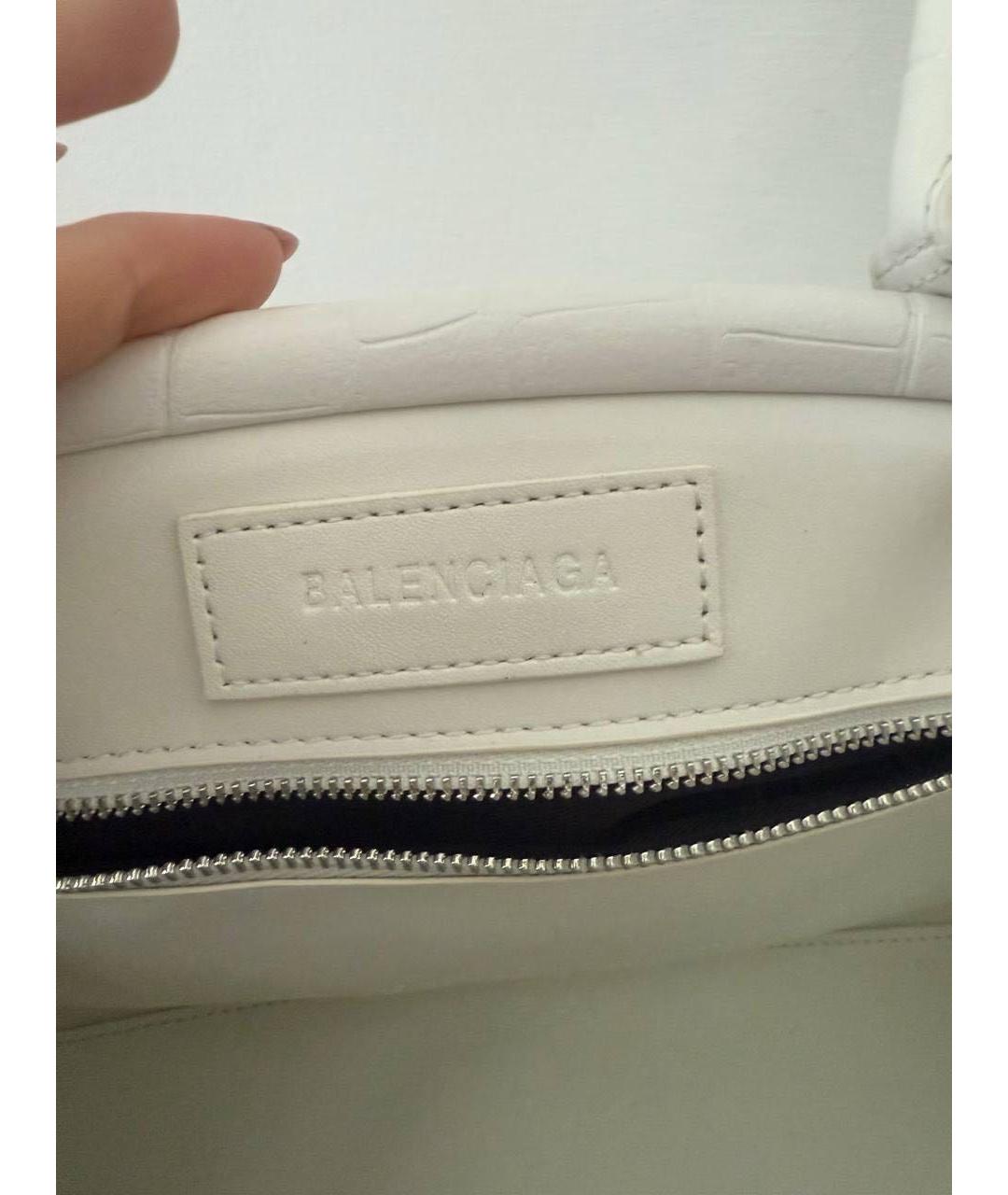 BALENCIAGA Белая кожаная сумка с короткими ручками, фото 8