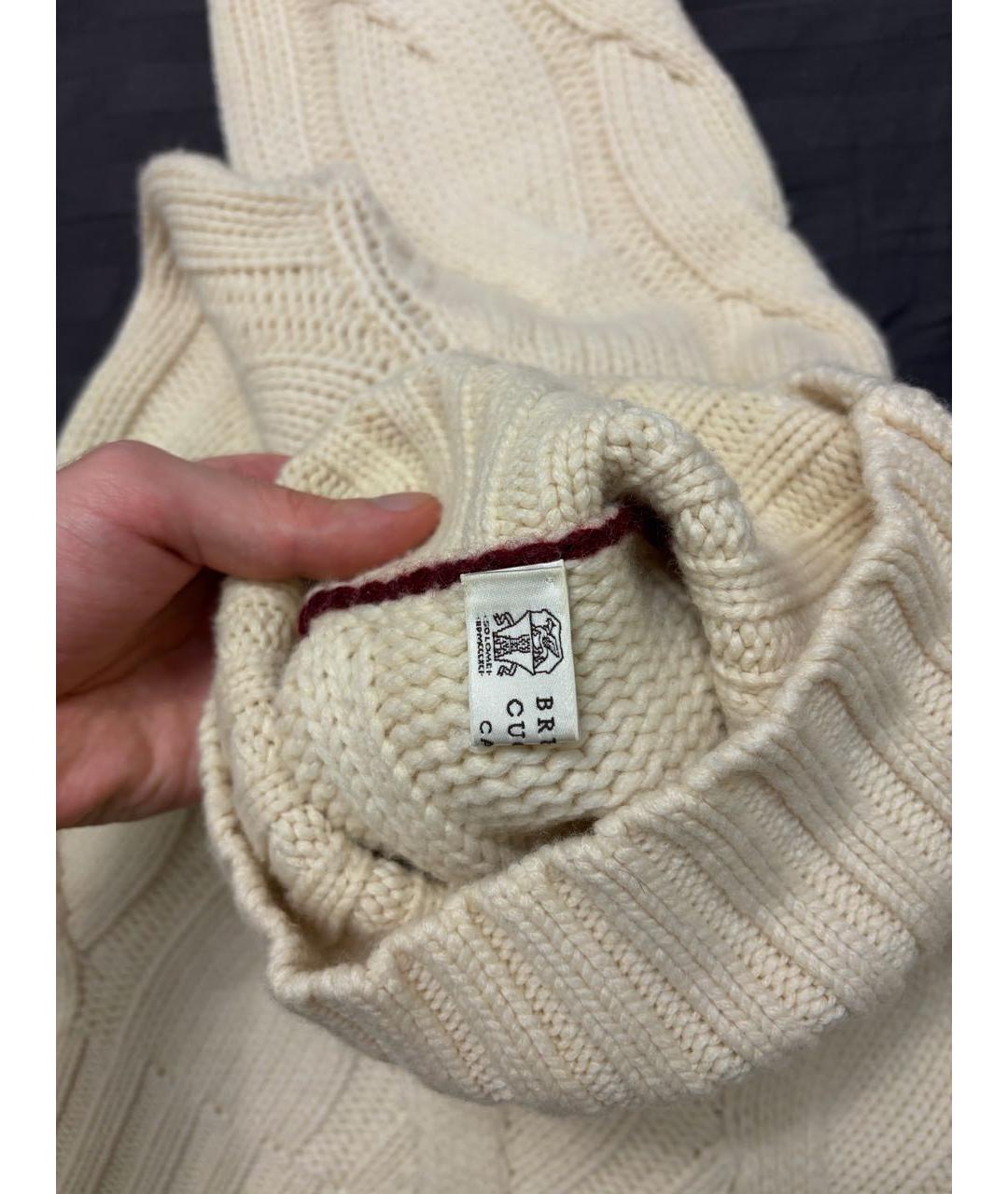 BRUNELLO CUCINELLI Бежевый кашемировый джемпер / свитер, фото 6