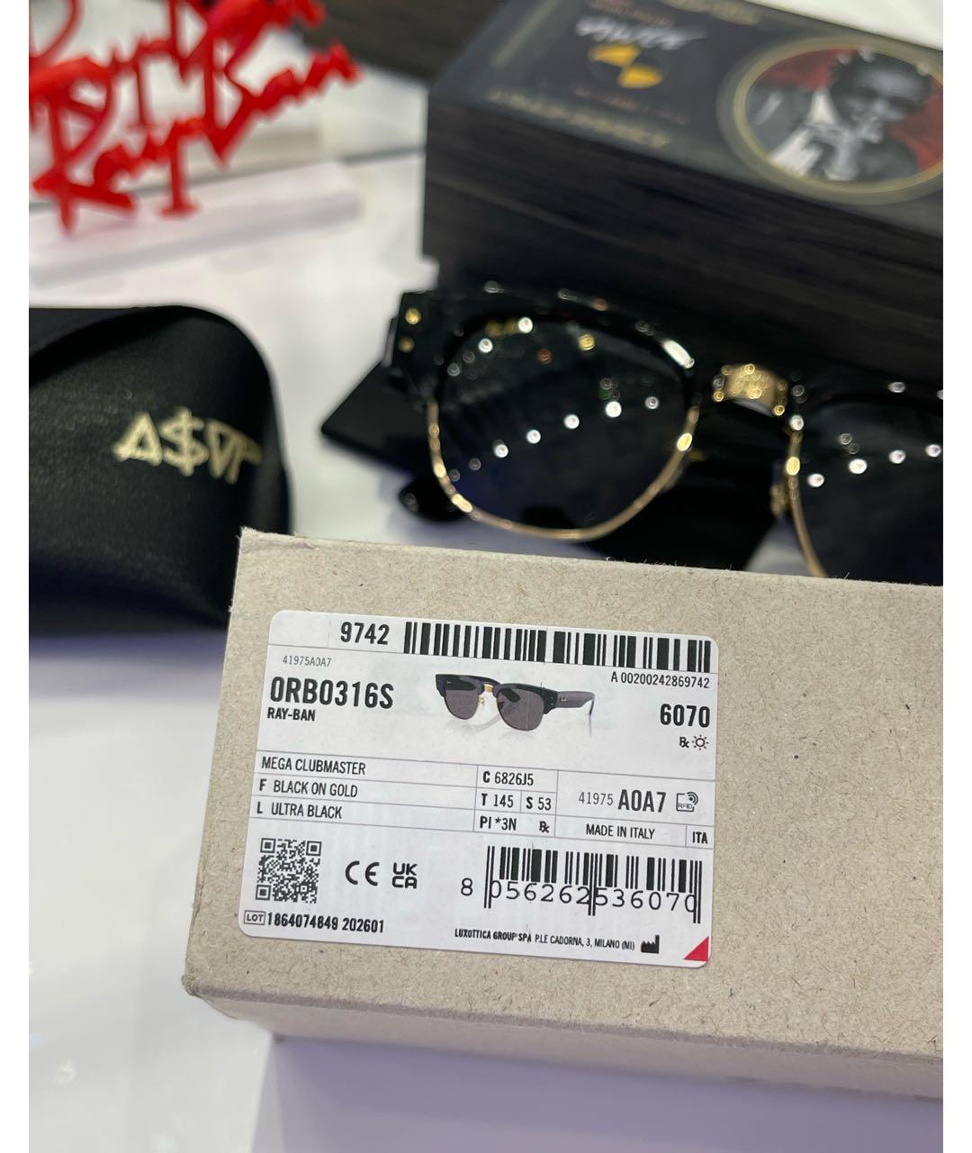 RAY BAN Черные металлические солнцезащитные очки, фото 8